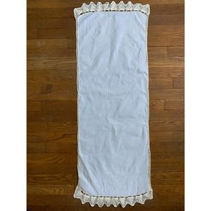 Vintage Table Runner set of 2 Crochet Trim Handmade